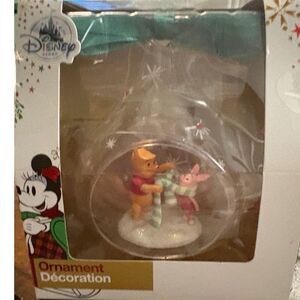 NIB Disney Christmas Ornament Winnie the Pooh & Piglet Glass Drop Sketchbook